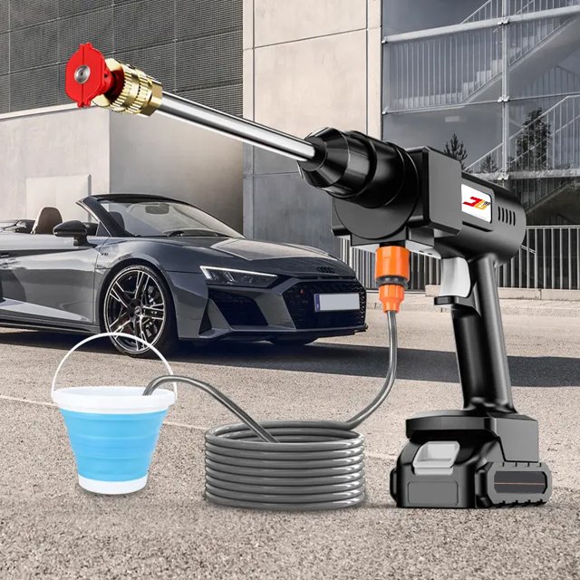 Electric portable mini wireless high pressure car cleaner washing washer gun