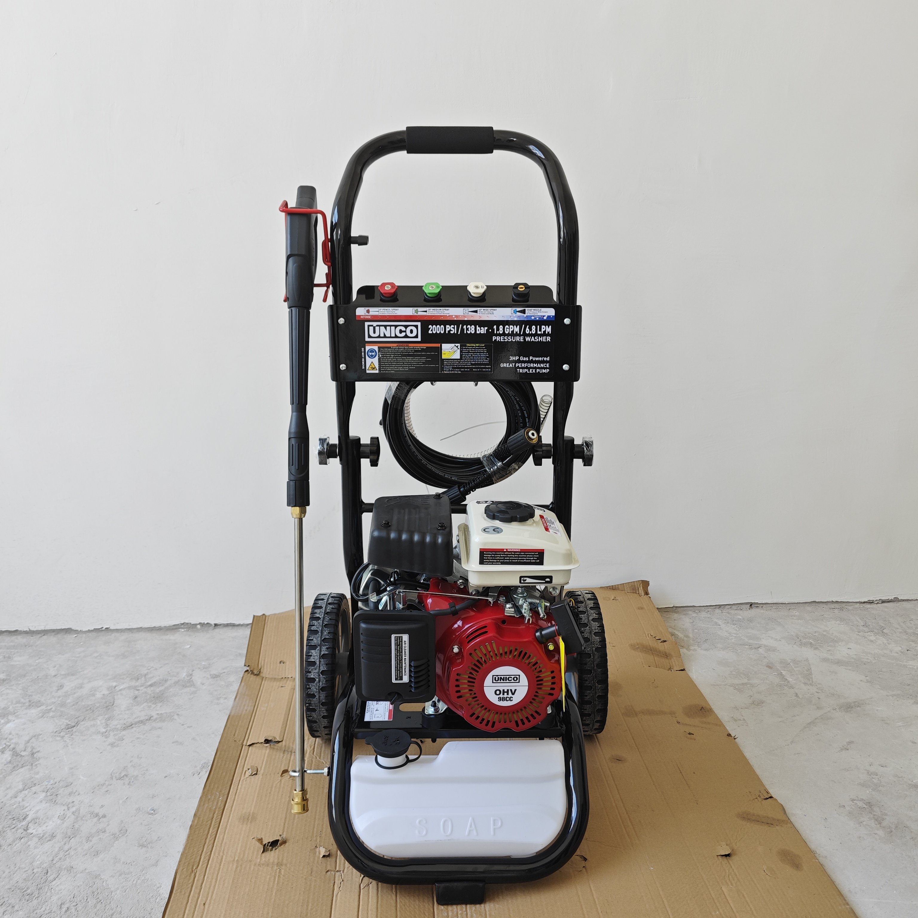Super mini petrol professional 2000psi/138bar low noise outside portable cleaning machine with recoil starter for household use