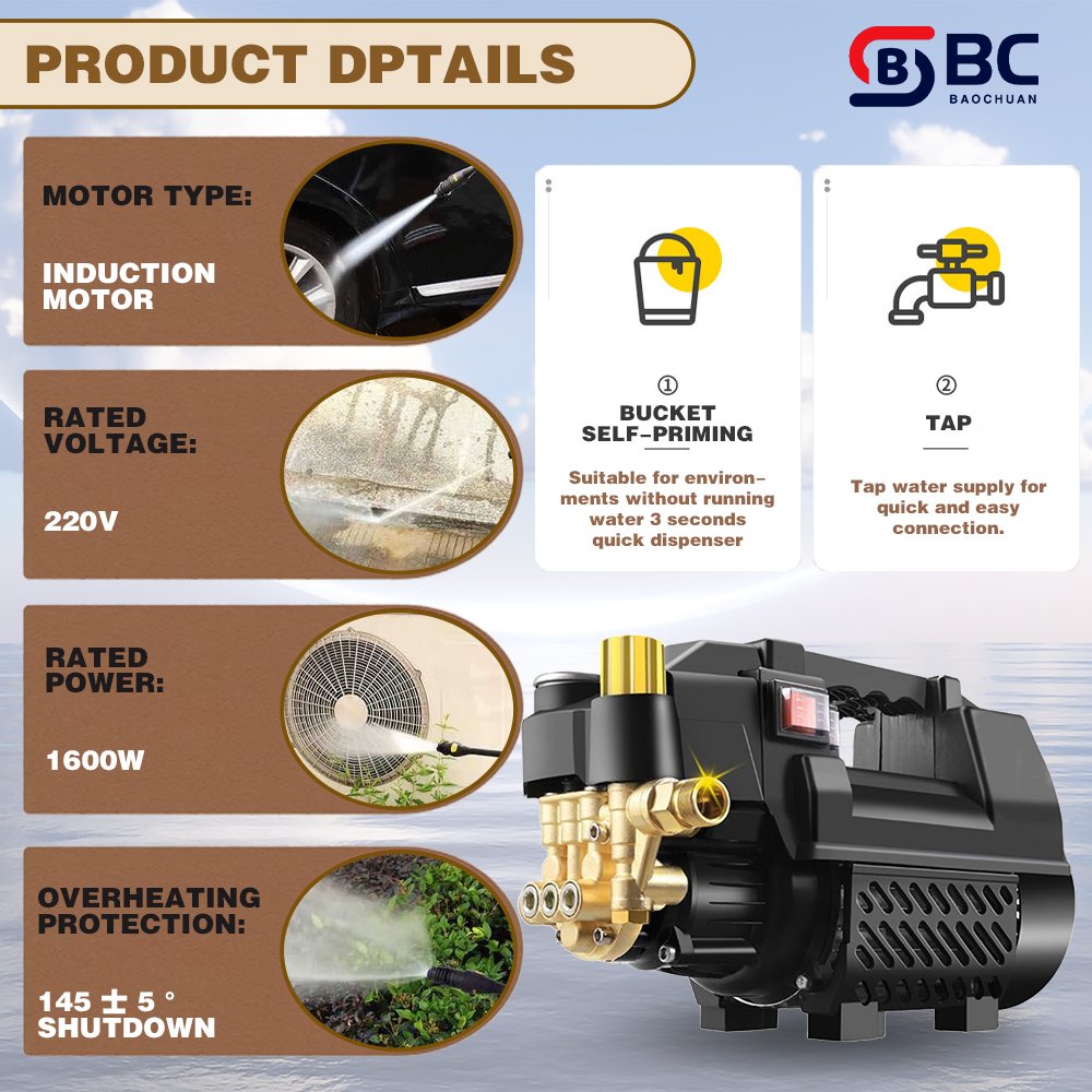 Electric Fully automatic switch machine pure copper induction motor high pressure washer