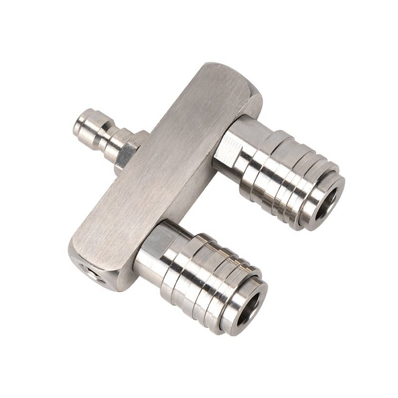 SS New Car Washing Joint Connector 2-in-1 Double Head Dual Nozzle Adapter Rod 1/4 Self-Locking Adapter Power Washer Nozzle Tip
