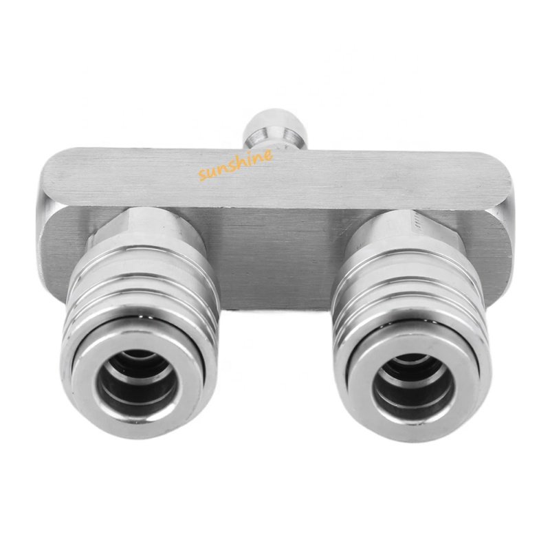 SS New Car Washing Joint Connector 2-in-1 Double Head Dual Nozzle Adapter Rod 1/4 Self-Locking Adapter Power Washer Nozzle Tip