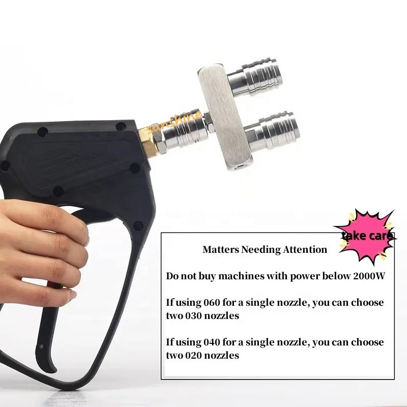 SS New Car Washing Joint Connector 2-in-1 Double Head Dual Nozzle Adapter Rod 1/4 Self-Locking Adapter Power Washer Nozzle Tip