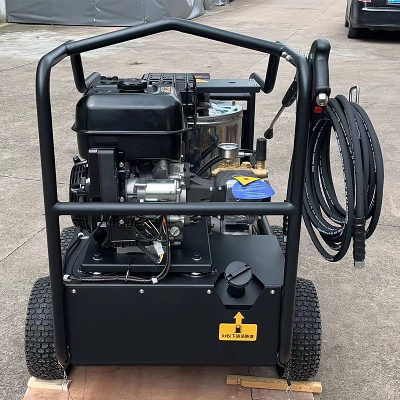 AMJET Essential 250bar 15lpm Cart Mounted Hot Water Sewer Jetter Hot Water Steam Pressure Washer with Power Nozzles Washing Gun