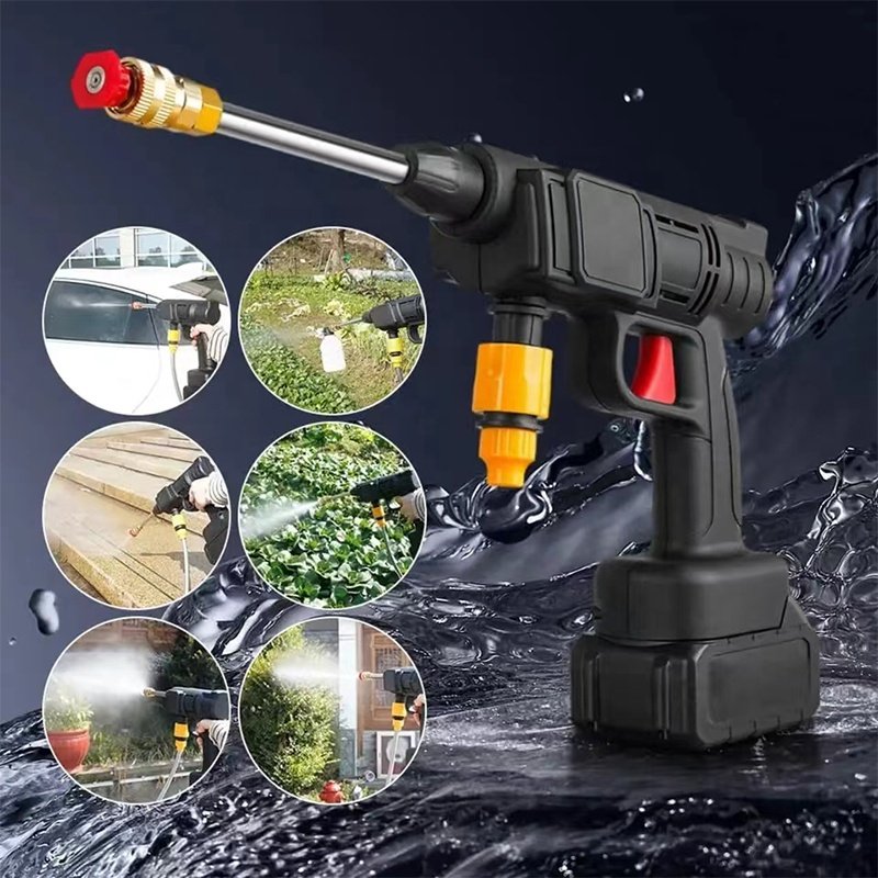 200W 50Bar Cordless High Pressure Car Washer Spray Water Gun Battery Foam Generator Car Washing Machine for Home Garden