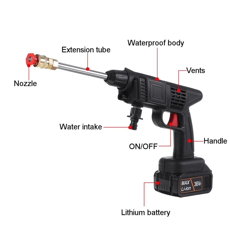 Portable Powerful High Pressure 24v Lithium Cordless Wireless Car Wash Water Jet Foam Gun Car Washer