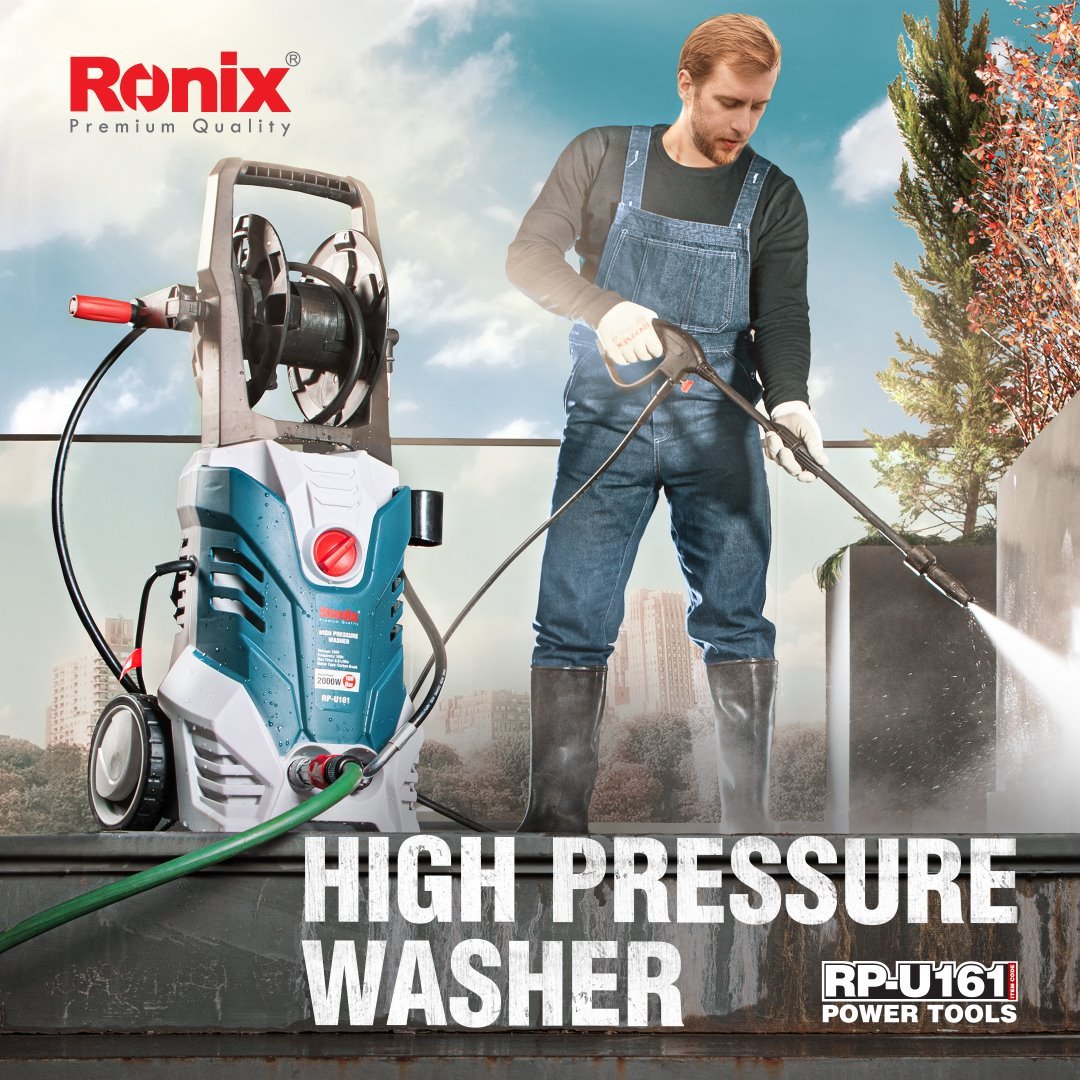 Ronix RP-U161 160BAR 2000w High Pressure Car washer Professional Portable Cleaning Machine with Universal Motor
