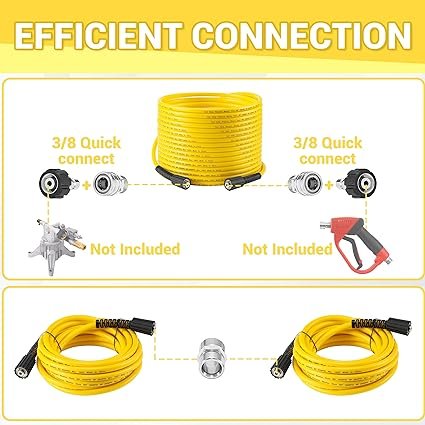 Kink Resistant Pressure Washer Hose Pipe 25 Ft X 1/4 Car Washer High Pressure Replacement Hose