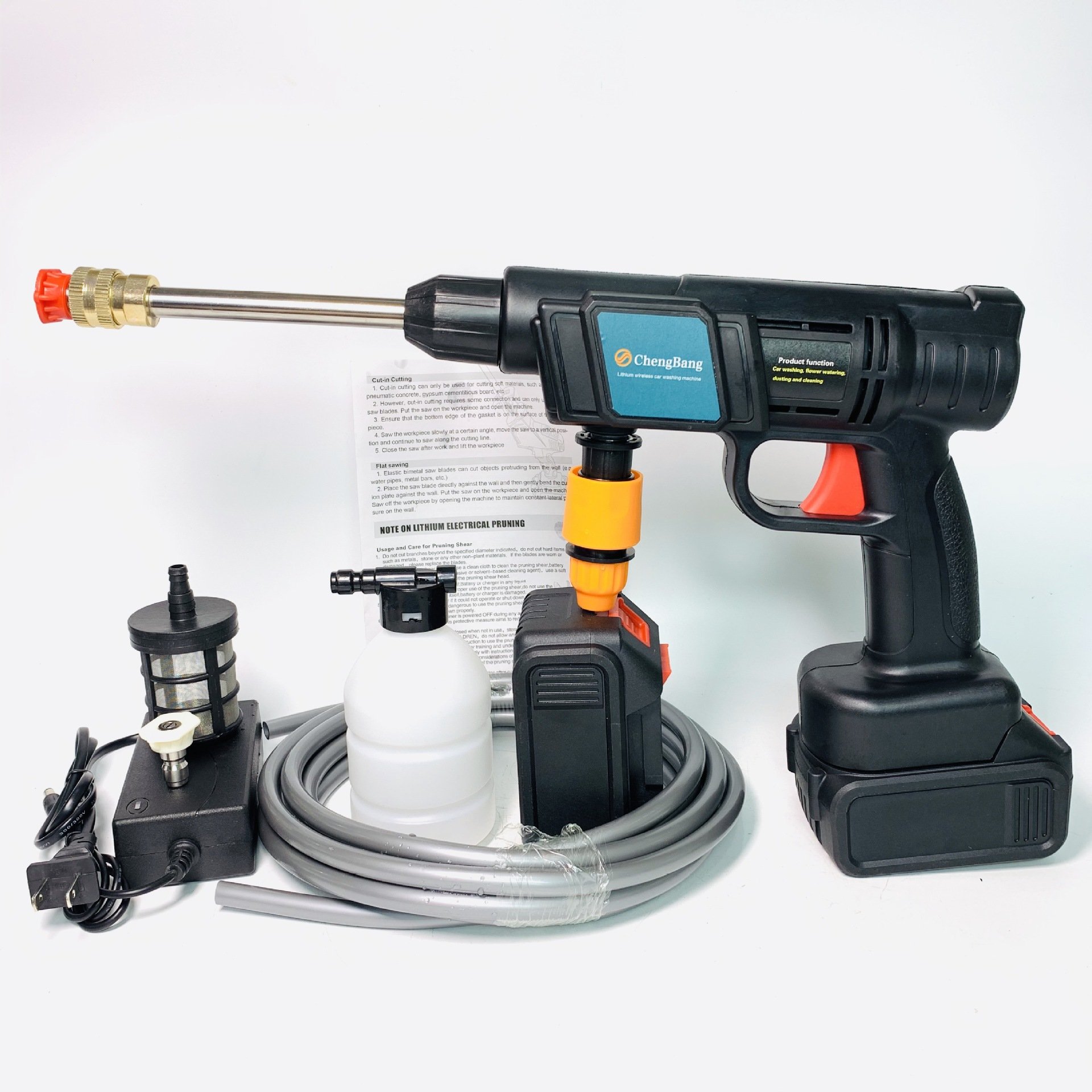 60bar Lithium Portable High Pressure Car Washer Electric Water Gun Rechargeable Cordless Outdoor Car Washing Machine Set C05