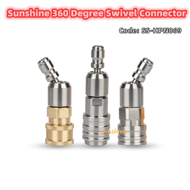 SS New 1/4'' Stainless Steel Car Cleaning Adjustable Nozzle Quick Connect Plug Washer Gun Rotary Nozzle Tips 360 Swivel Nozzle