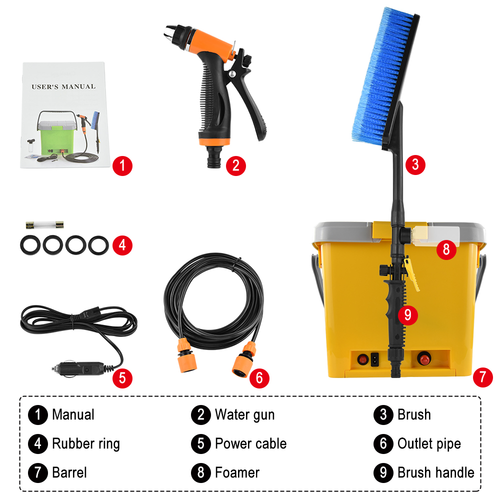 garden tools machines 12V High pressure car washer with 18L Water Tank