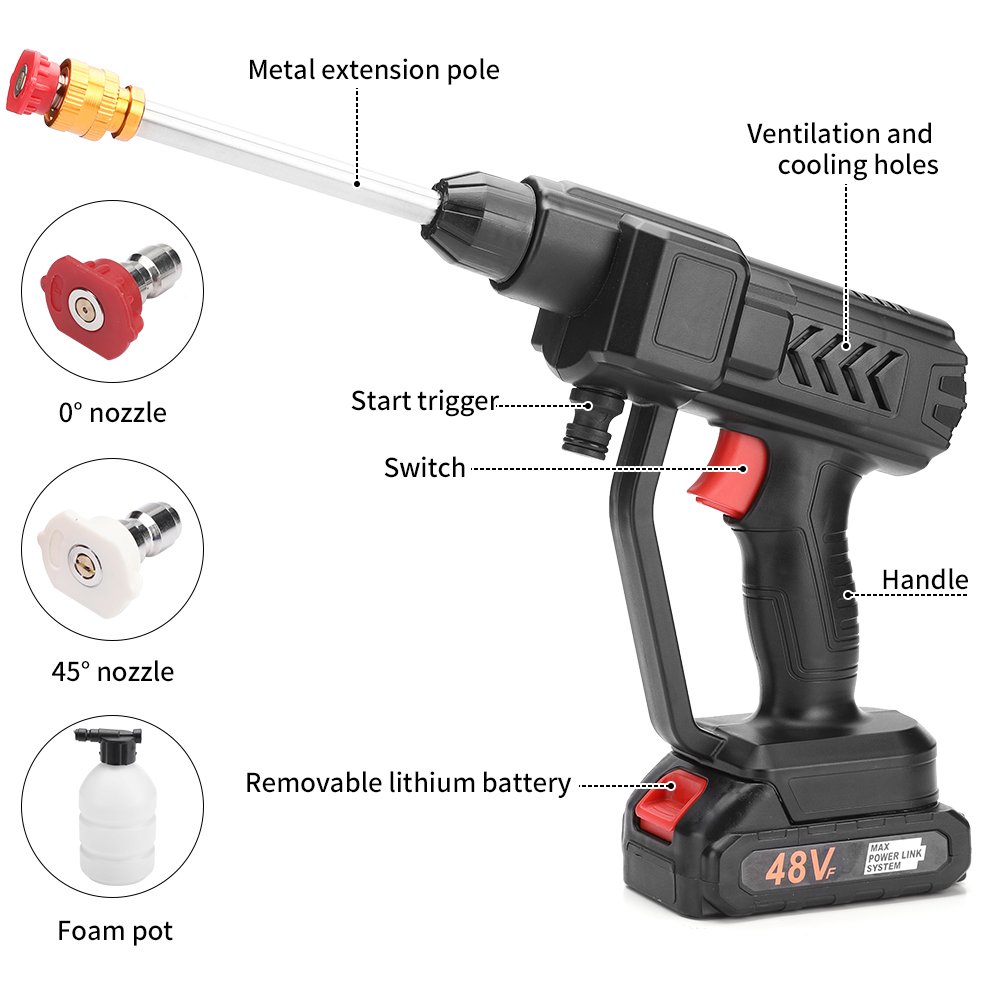 Portable Lithium Battery Car Washing Machine Electric Portable Power Cordless Pressure Washer