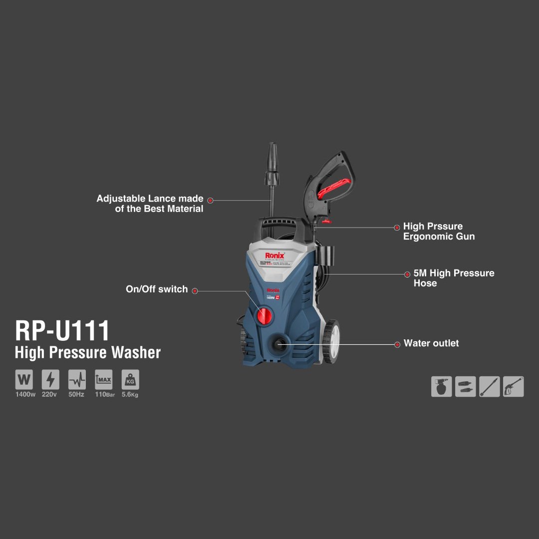 Ronix 110V 60HZ RP-U111V 110Bar 1400w Industrial Electrical Powerful High Pressure Car Washer Cleaner Machine car washing 110v