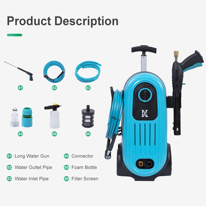 Long Working Life 80-135 Bar Portable Wash Pump Car Washer Machine for Home Garden& Car Cleaning