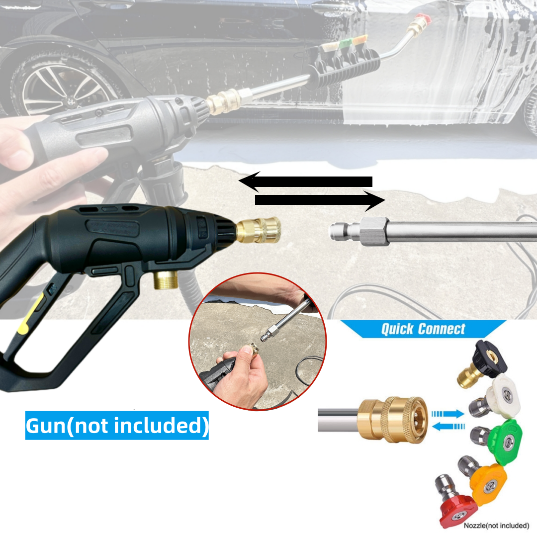 15 inch Pressure Washer Wand, Curved Extension Wand with 5 Spray Nozzles and Nozzle Holder, 1/4 Inch Quick Connect