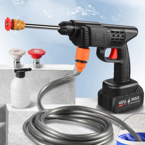 Car Washer High Pressure Portable Wash Gun 12V 24V 48V 96V Cordless Electric Cleaning Machine Lithium Battery Washer Spray Gun