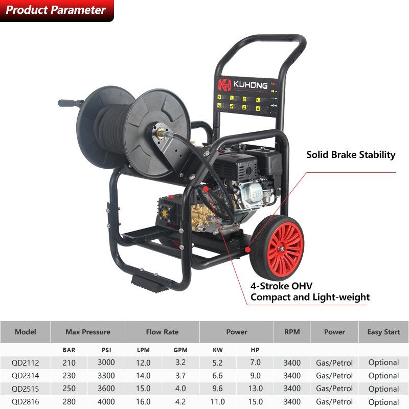 Kuhong 280Bar Petrol Power High Pressure Washer 4000 psi Gas Pressure Washer