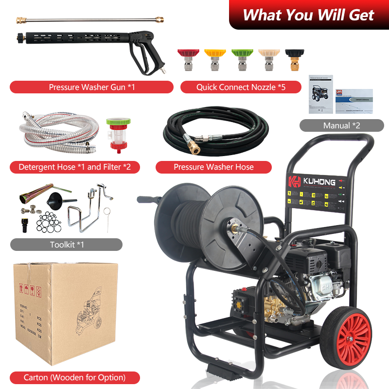 Kuhong 280Bar Petrol Power High Pressure Washer 4000 psi Gas Pressure Washer