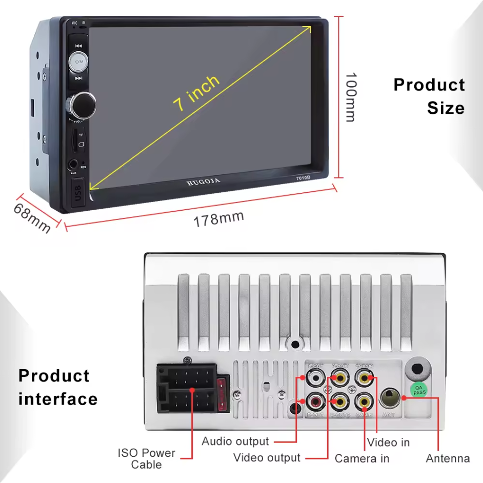 Universal Multimedia System Car Radio 2 din 7 Inch Touch Screen 12v Car Stereo car dvd player
