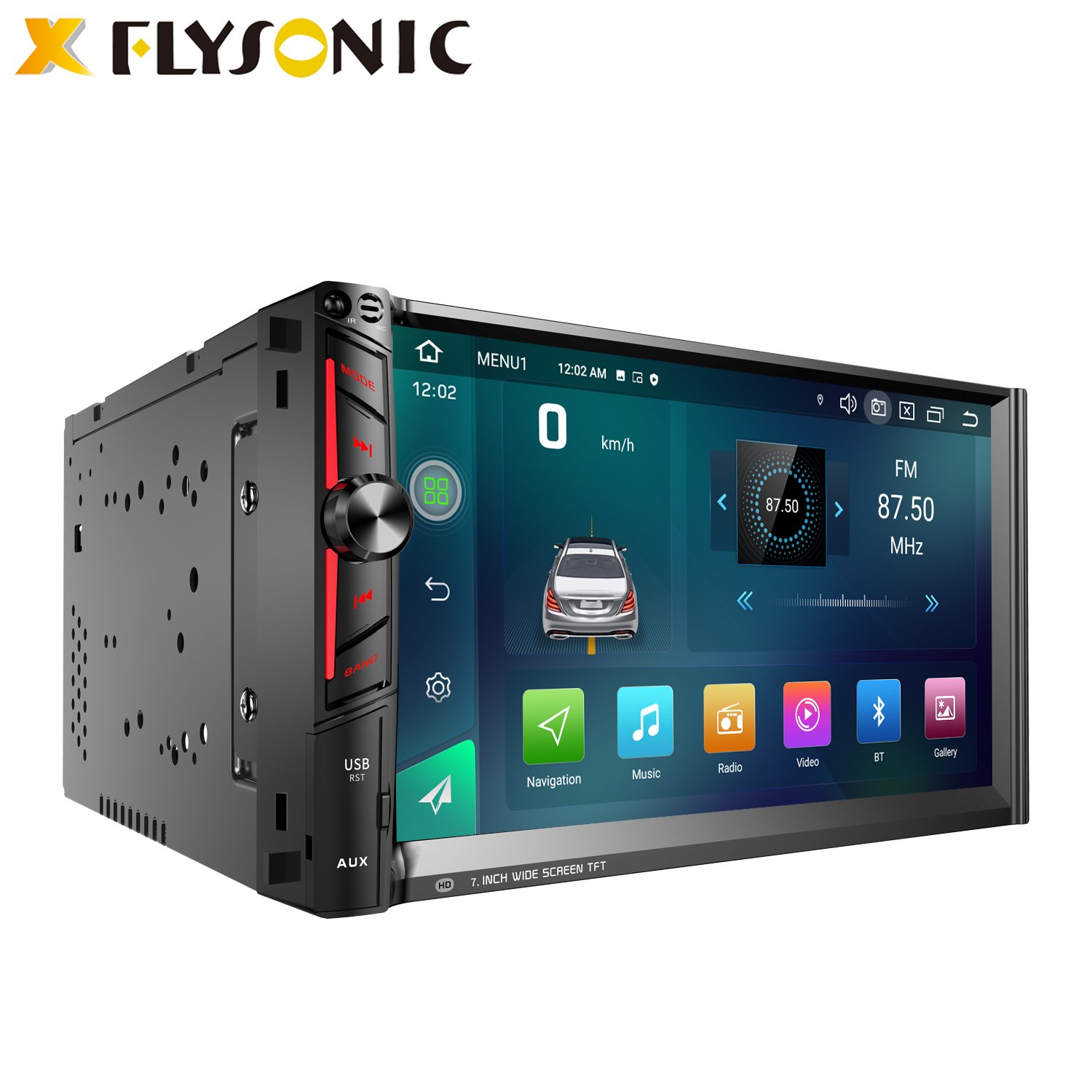 Flysonic Dashboard 2+32G car stereo with 1280*720 Screen BT Navigation car dvd player 7 inch Android Radio For Car