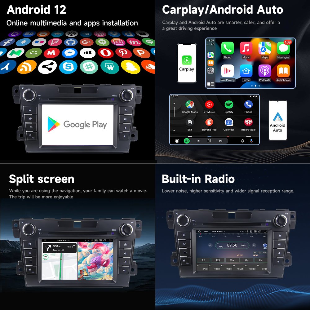 Car Radio Android 12 Multimedia Android Car Radio Car DVD Player Navigation GPS For Mazda CX7 2007