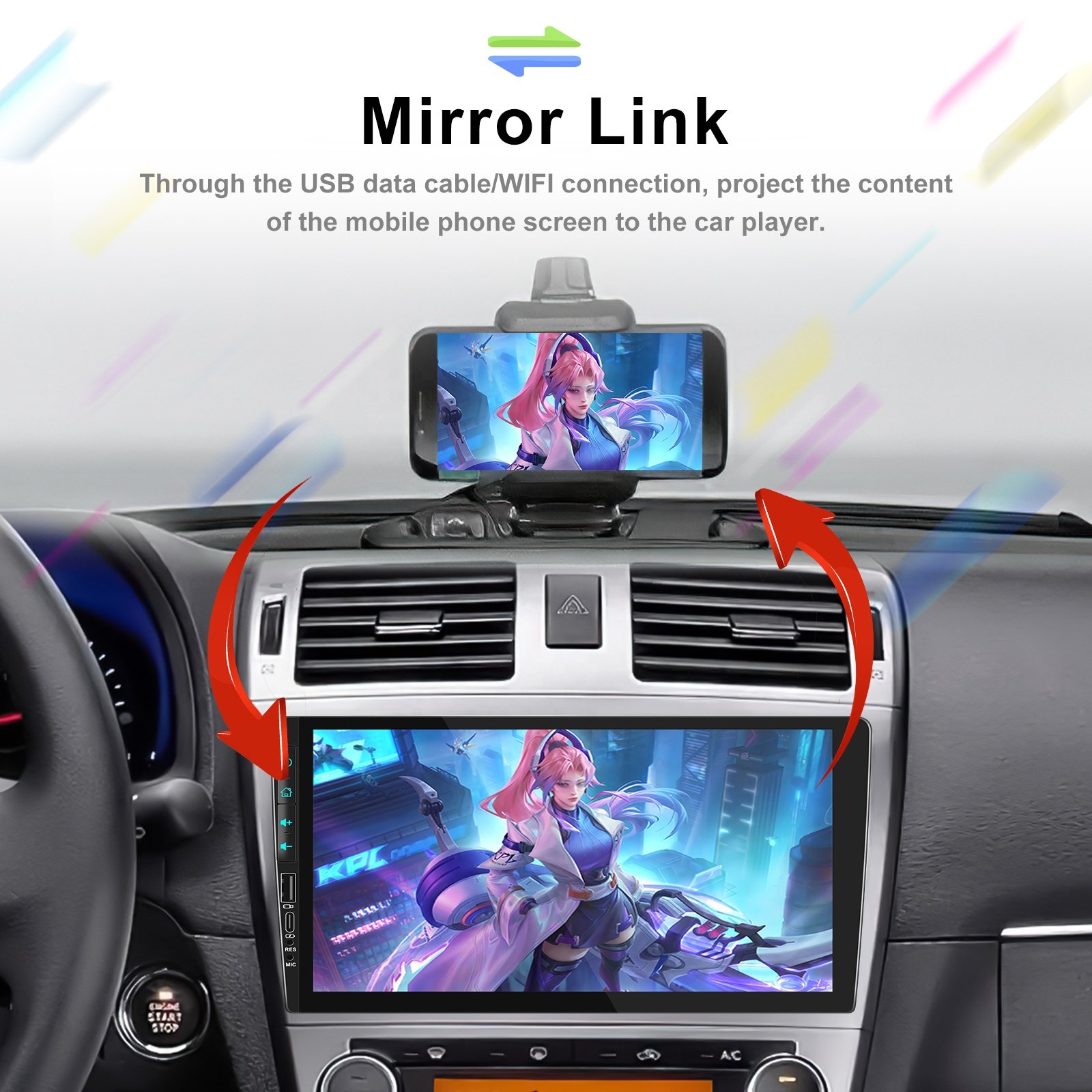 Podofo 9'' 2Din Android 2+64G Car Stereo Frame 1080P HD Carlay&Android Auto Tybec USB GPS WiFi BT FM/RDS for FORD EDGE 2015