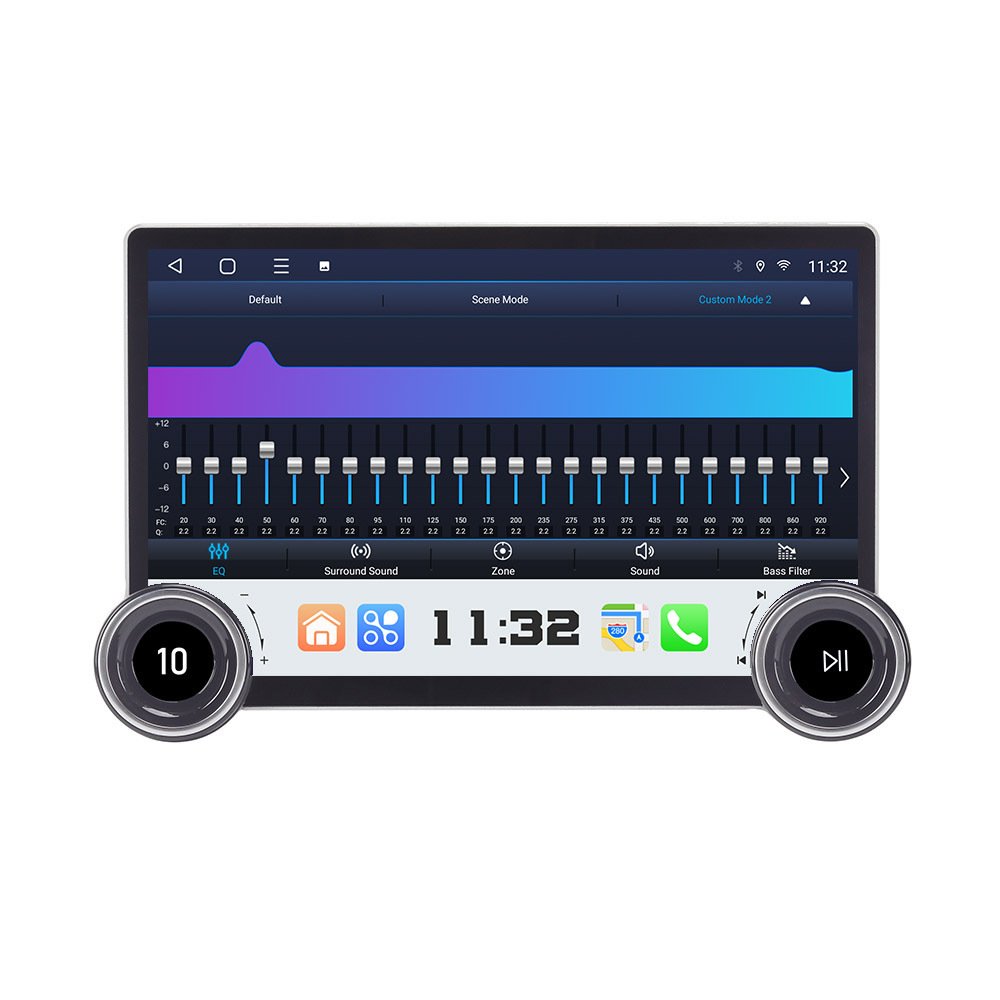 Double Knob 11.8 Inch 2k 12V Car Radio Player GPS Navigation with Car Play Support Split Screen