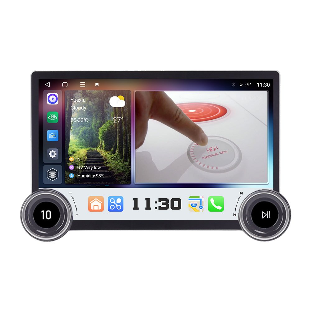 Double Knob 11.8 Inch 2k 12V Car Radio Player GPS Navigation with Car Play Support Split Screen