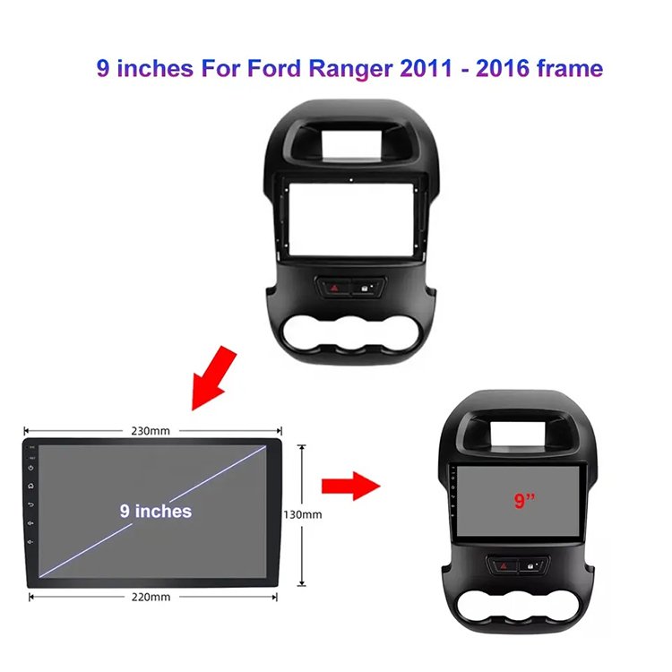 2 Din 9 Inch Car Dvd Player WIFI Android Auto Carplay Touch Screen Android Car Multimedia For Ford Ranger F250 2011 - 2016