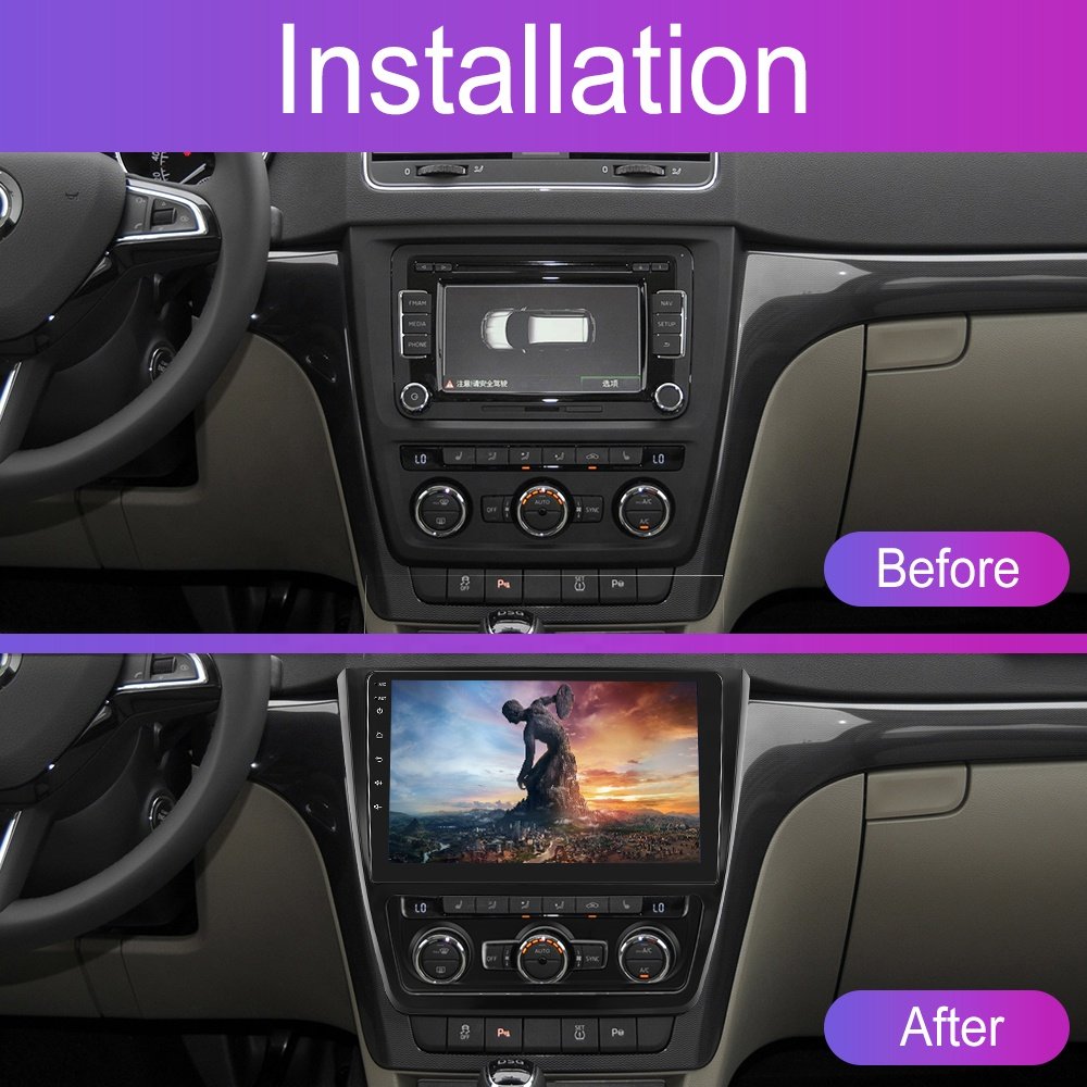 Podofo 10.1 inch Android Car Radio with Frame For Skoda Yeti 2009-2017 Autoradio Carplay Android Auto GPS Wifi FM RDS