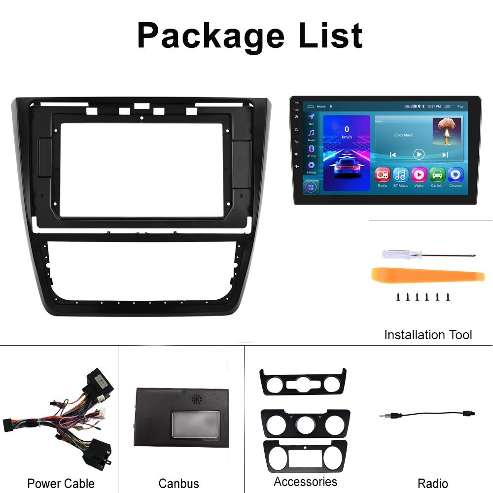 Podofo 10.1 inch Android Car Radio with Frame For Skoda Yeti 2009-2017 Autoradio Carplay Android Auto GPS Wifi FM RDS