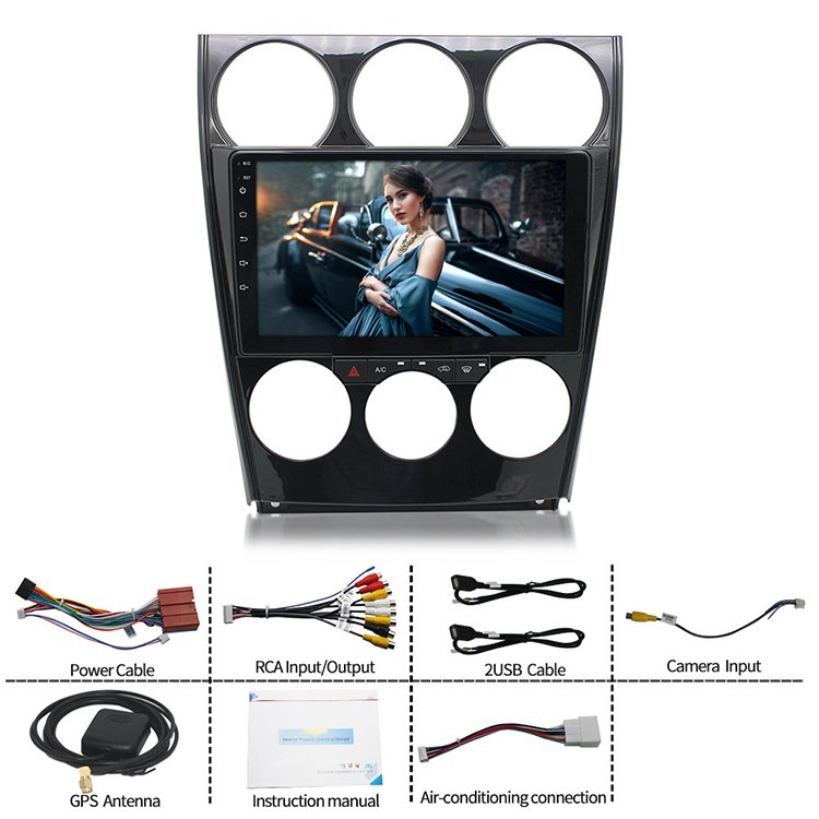 9 Inch Full Touch Screen Radio For Mazda 6 2004-2015 With Frame Rca Cables BT FM RDS WIFI Automobile Navigation Auto Stereo