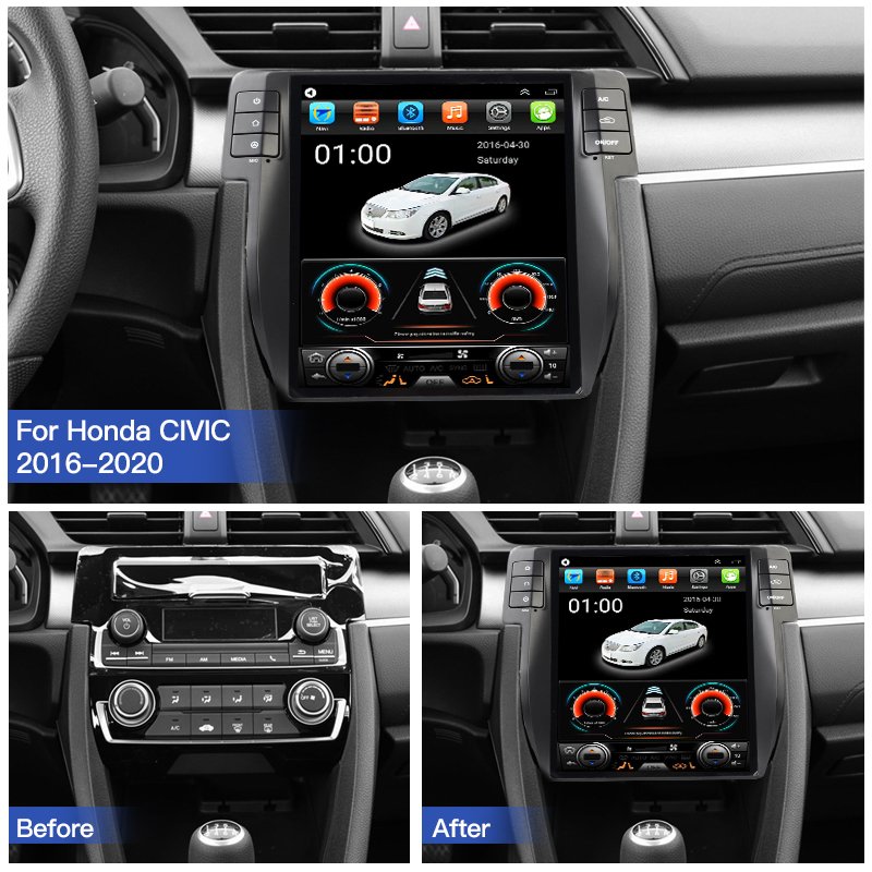 Android 13 For Honda Civic 2016-2021 Car Radio Automotive Multimedia Tesla Screen Carplay Auto Bluetooth GPS Navigation 4G WIFI
