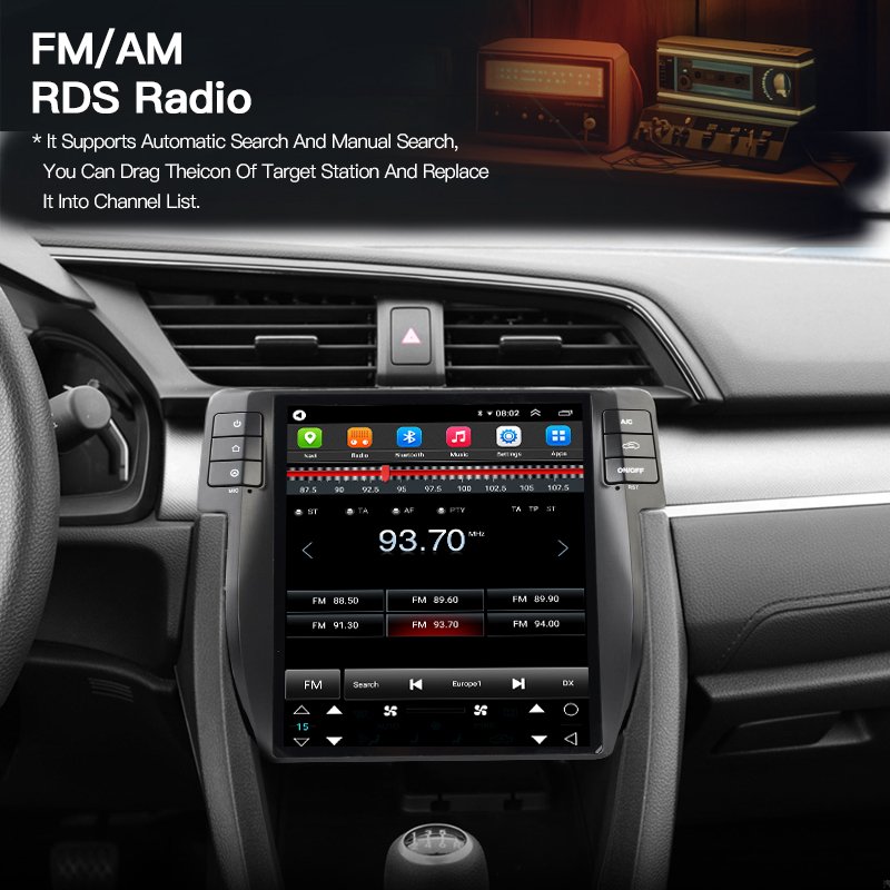 Android 13 For Honda Civic 2016-2021 Car Radio Automotive Multimedia Tesla Screen Carplay Auto Bluetooth GPS Navigation 4G WIFI