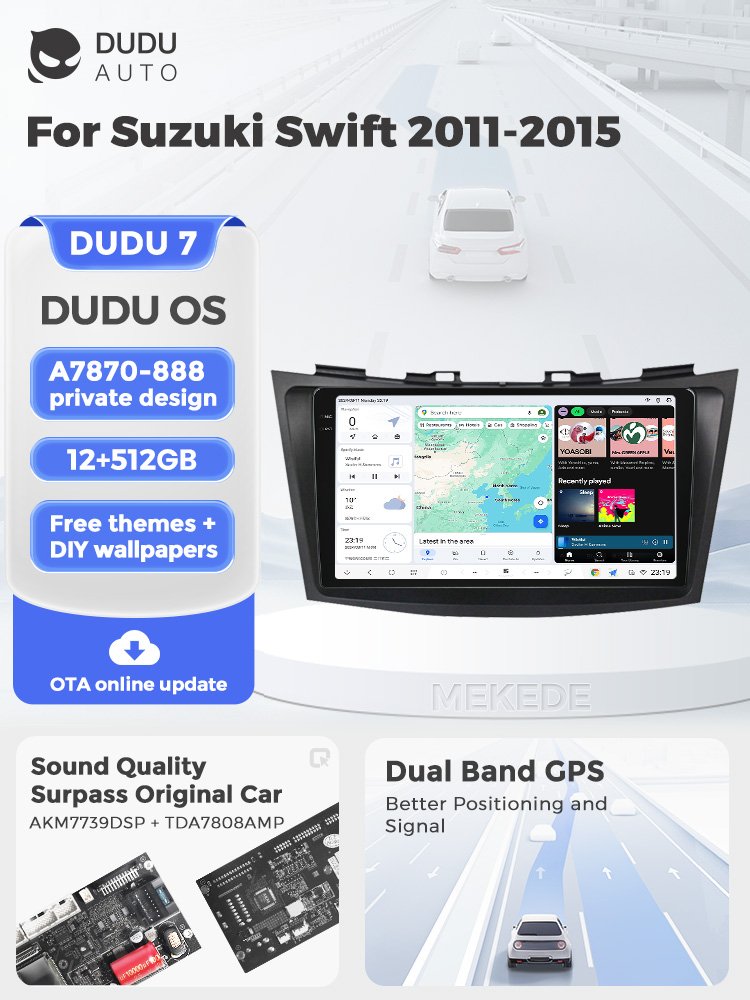 MEKEDE DUDU7 car-play auto 2k screen car gps 8core 12+512 For Suzuki Swift 2011-2015 360 camera Android car radio