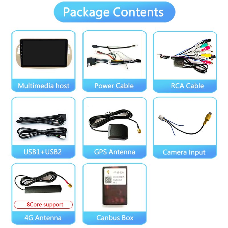 Android Stereo auto 8 core 2+32G Car radio DVD Multimedia Player For Fiat 500 2007-2014 Navigation GPS