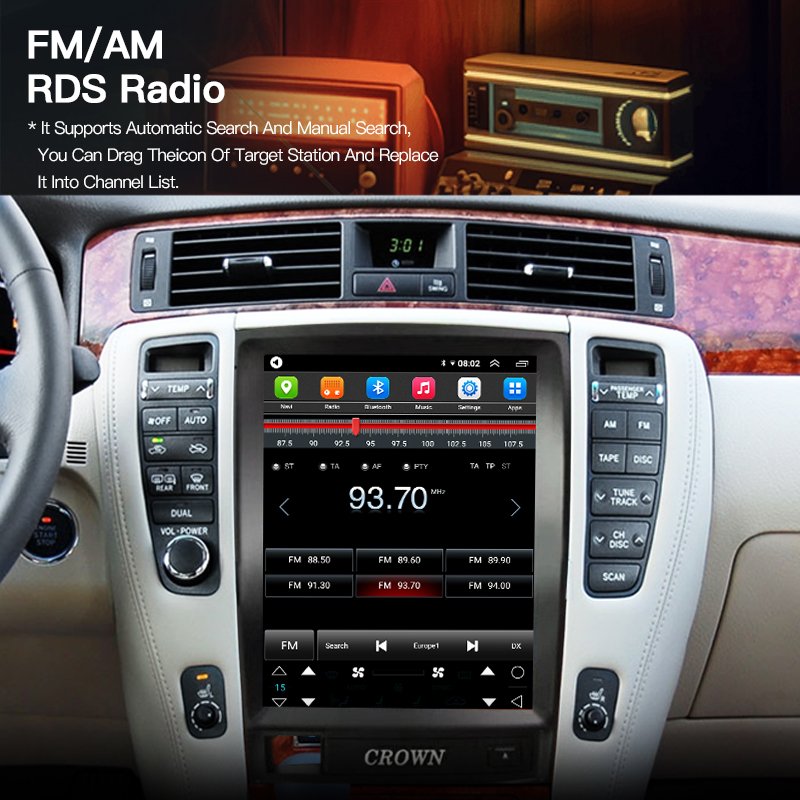 For Toyota Crown 2006-2009 Car Radio 4G Video Navi GPS RDS DSP Stereo Multimedia BT Player WIFI Android Auto Carplay For Tesla