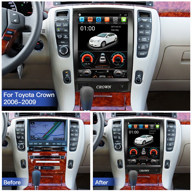 For Toyota Crown 2006-2009 Car Radio 4G Video Navi GPS RDS DSP Stereo Multimedia BT Player WIFI Android Auto Carplay For Tesla