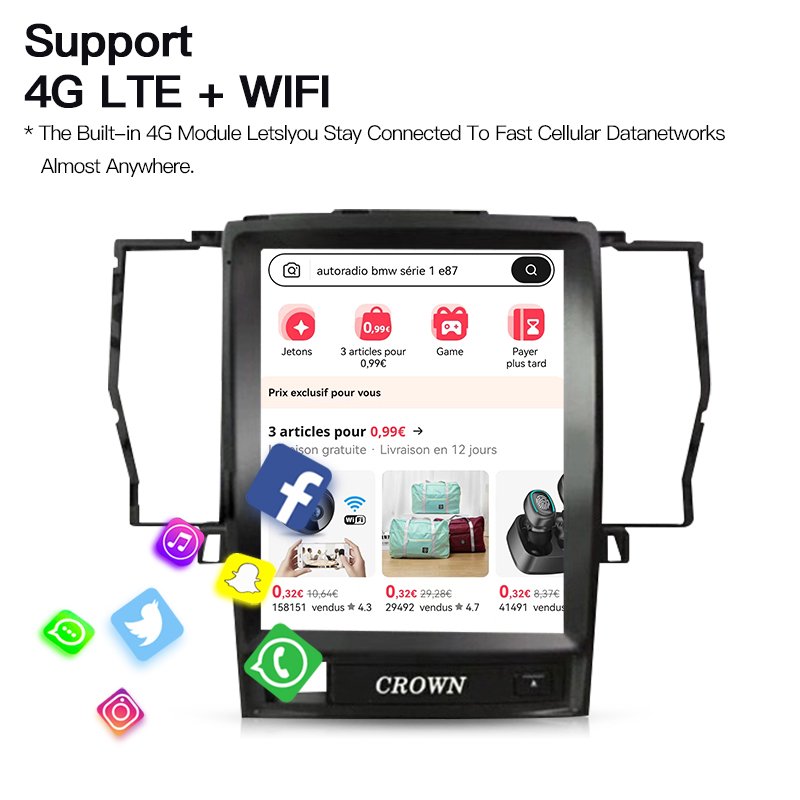 For Toyota Crown 2006-2009 Car Radio 4G Video Navi GPS RDS DSP Stereo Multimedia BT Player WIFI Android Auto Carplay For Tesla