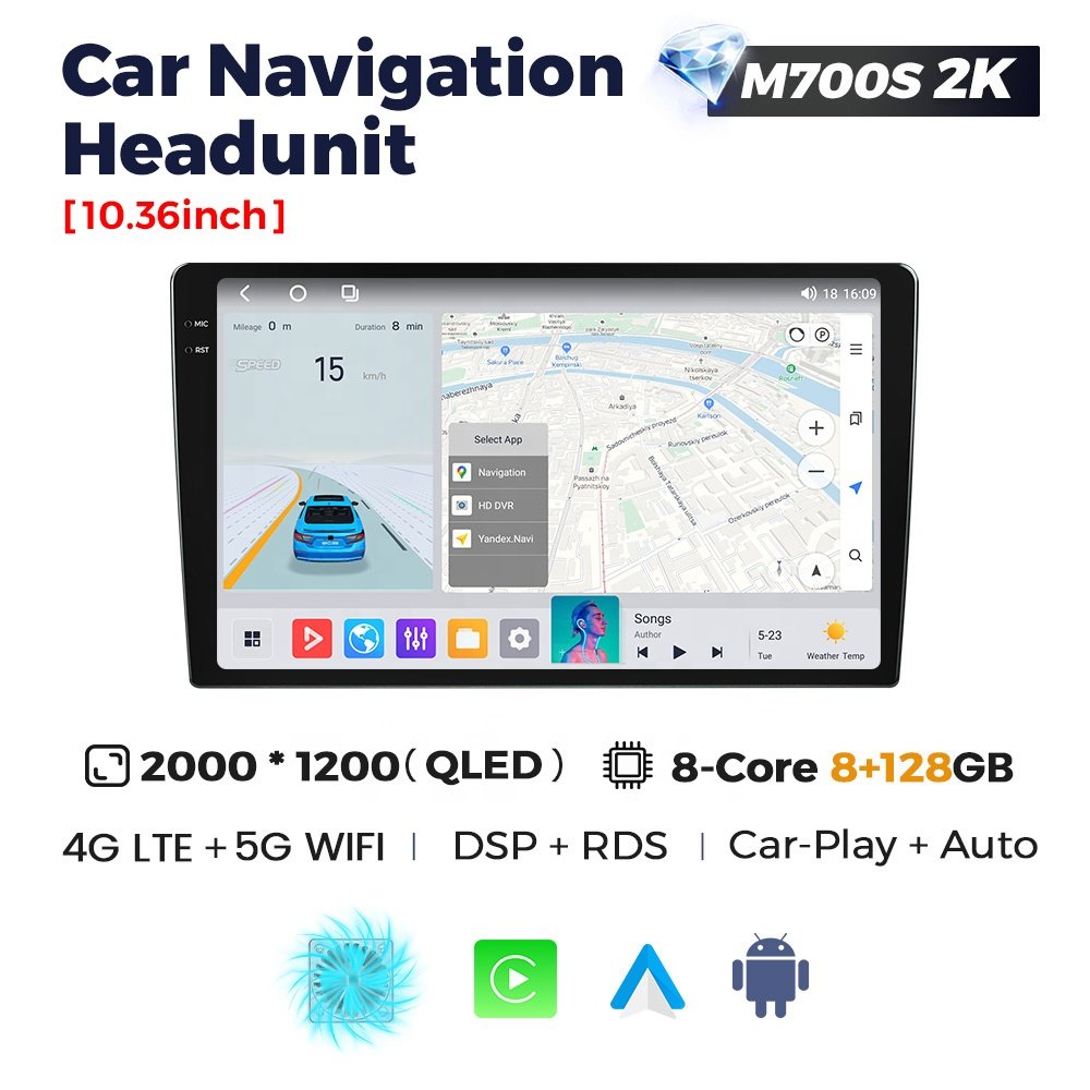 Navifly ms 7862 2K DVD android player audio video QLED 9.5inch 10.36inch for universal BMW AUDI BENZ TOYOTA MAZDA car
