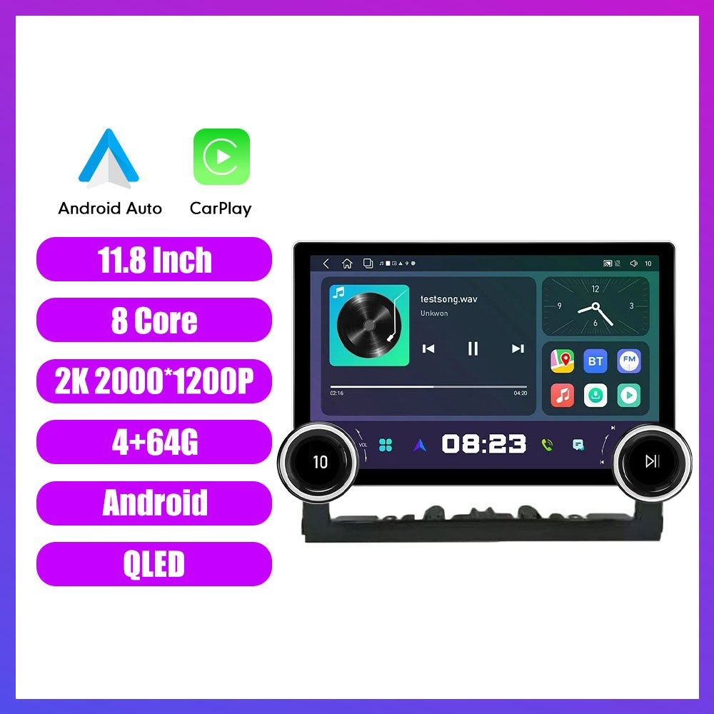 11.8 Inch 2K Dual Knobs 2 Din QLED Screen Car Radio For Toyota Land Cruiser 2016-2020 Multimedia Player Android Auto Carplay