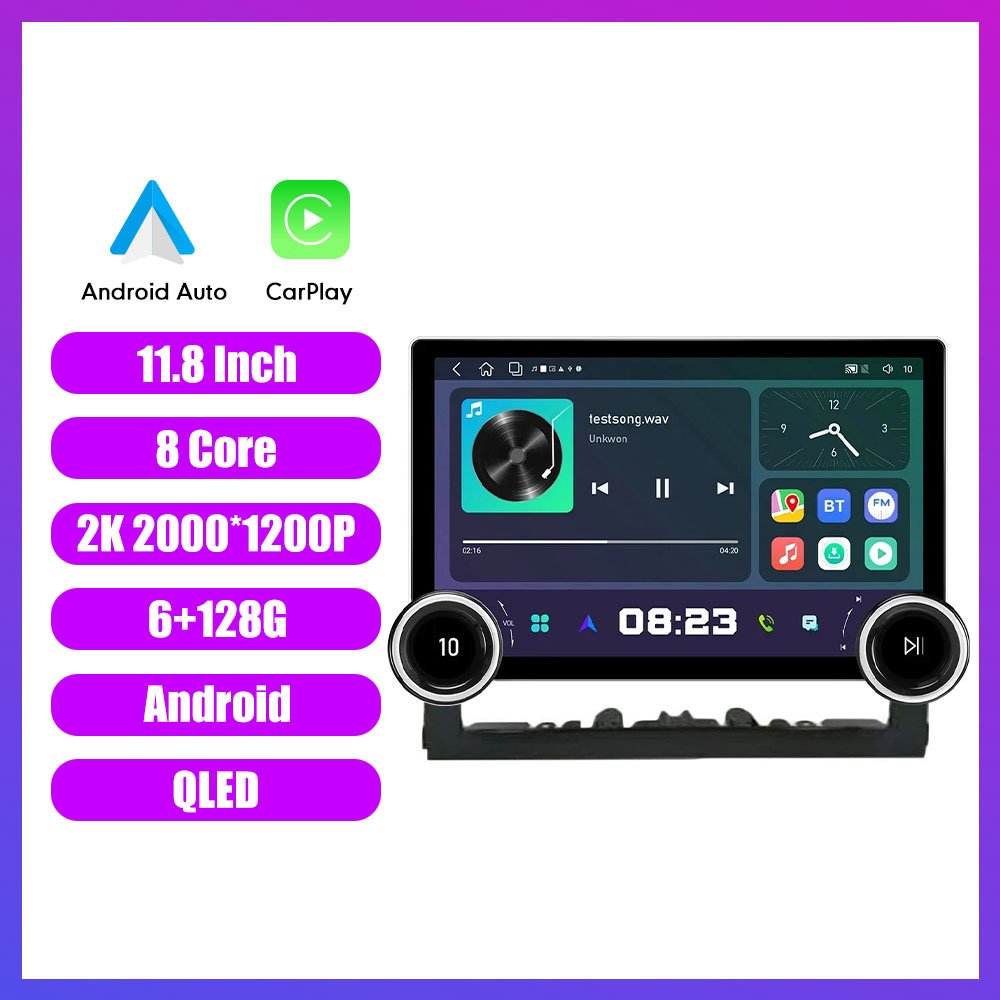 11.8 Inch 2K Dual Knobs 2 Din QLED Screen Car Radio For Toyota Land Cruiser 2016-2020 Multimedia Player Android Auto Carplay