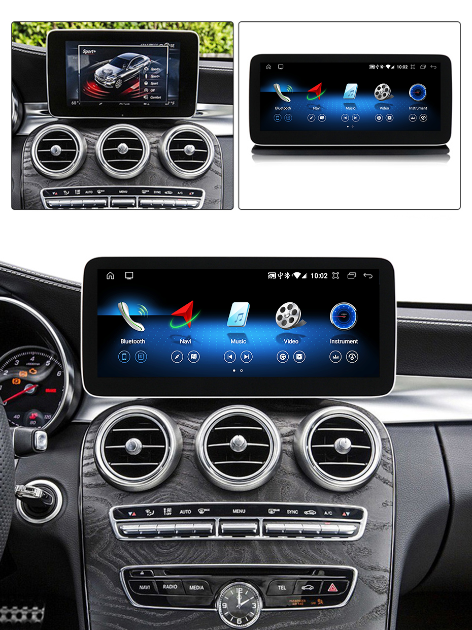 HXHY 10.25/ 12.3 inch Screen Android 13 Car Radio Video GPS Player For Mercedes Benz C-Class W204 W205 GLC X253 V Class W638