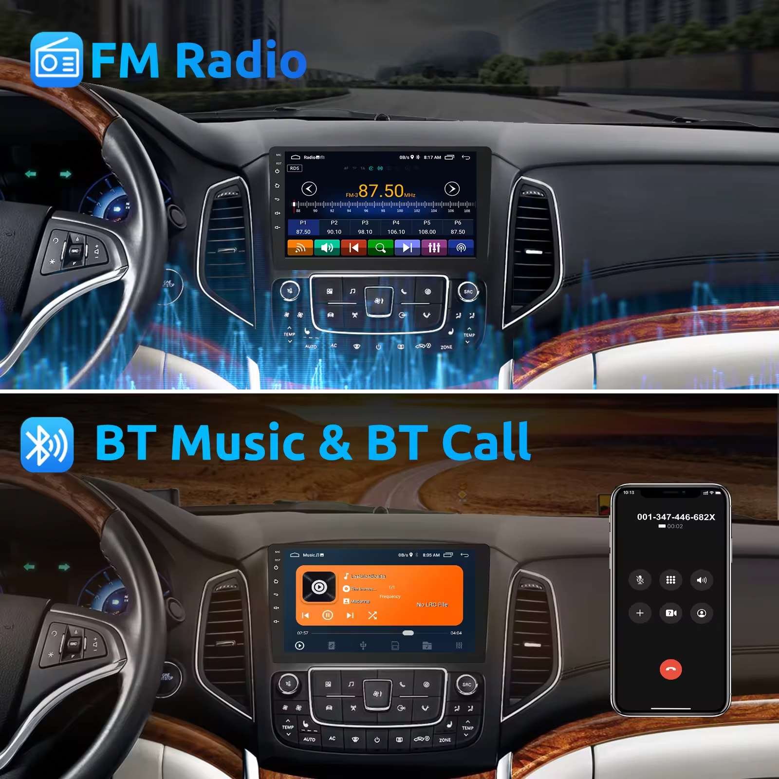 OEM Car Multimedia Stereo Radio Android 7/9/10 Inch Touch Screen Wireless Carplay GPS WiFi FM RDS DSP BT Car DVD Player