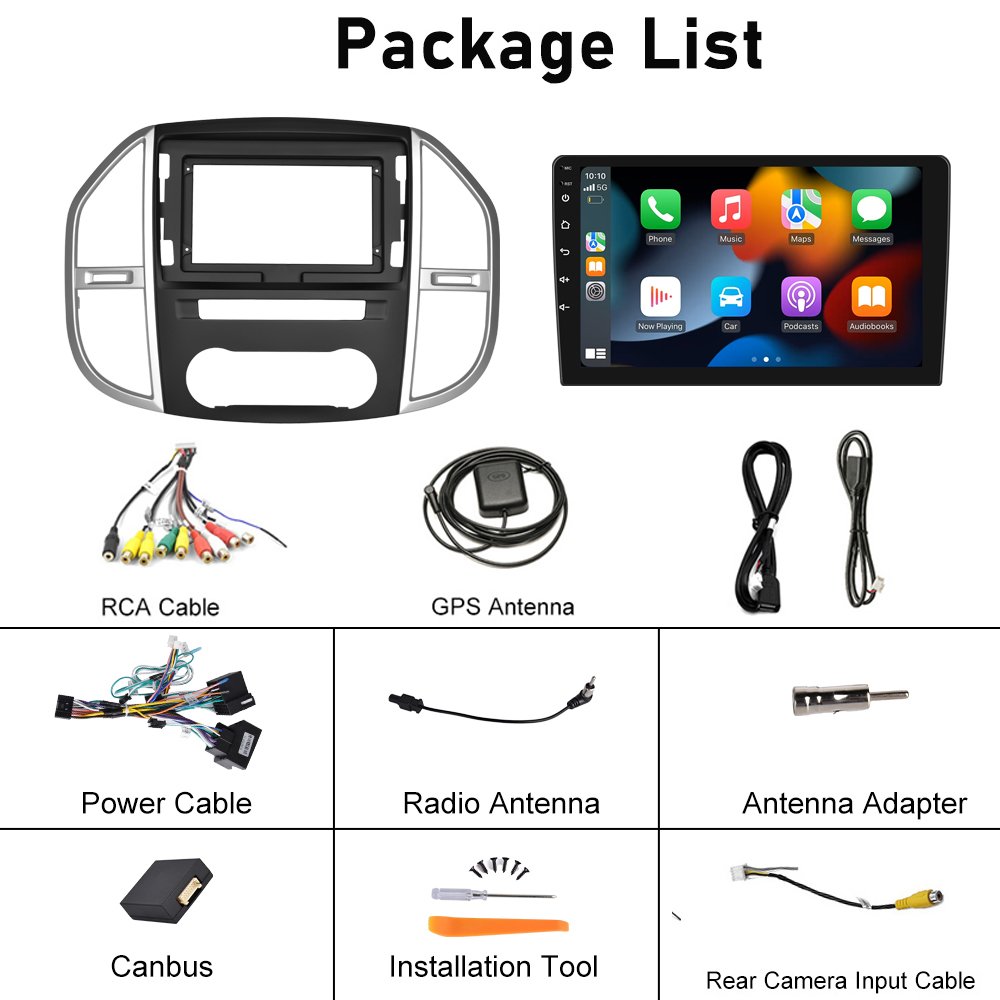 Podofo 10" Android Car Stereo For Mercedes-Benz Vito 2016 Car Radio Autoradio Carplay Android Auto GPS Wifi Hifi RDS
