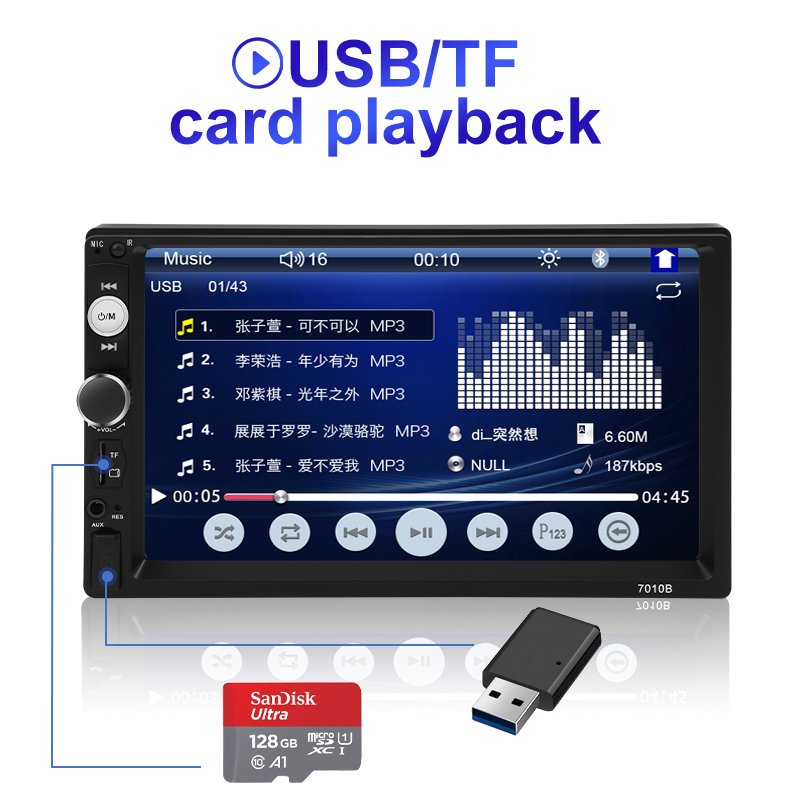 Factory price Car Stereo Car Mp5 Player 2 Din 7" Touch Screen Bt Usb Fm Aux 7010b 7018b 7023 With Rear View Camera