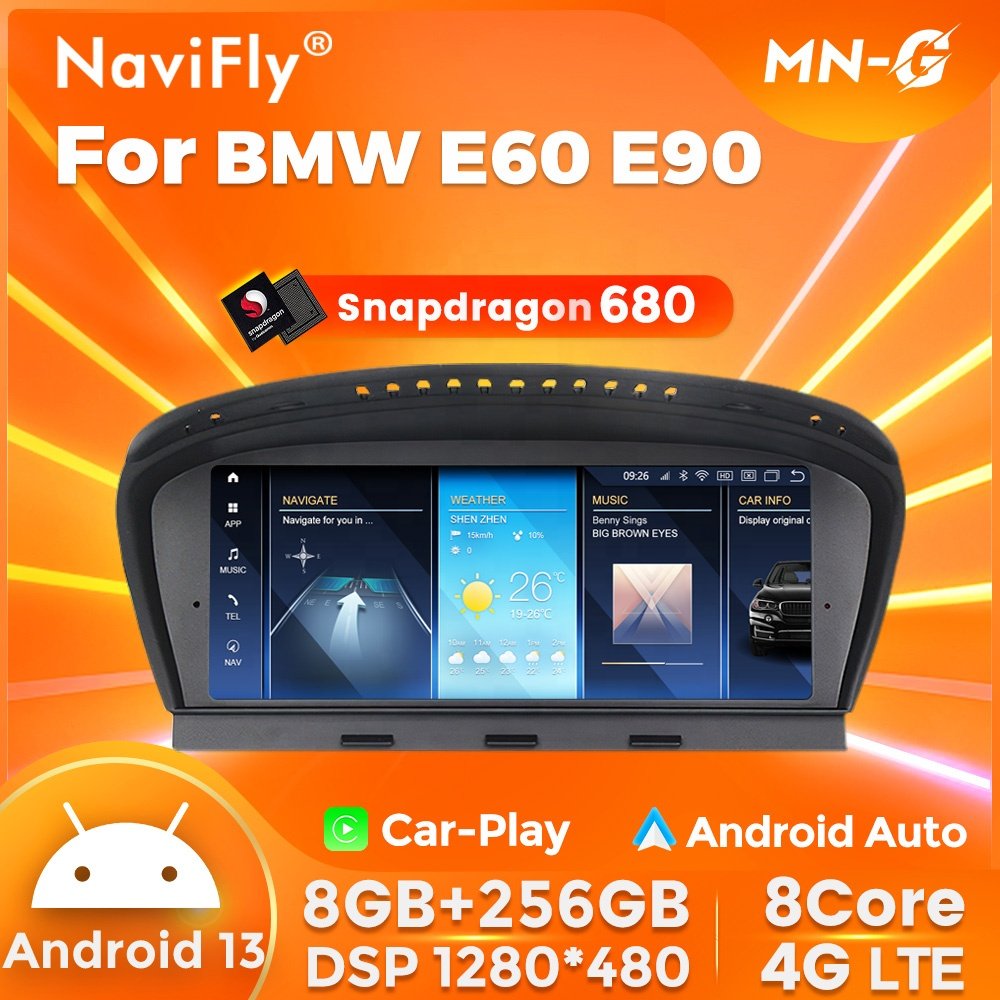 Navifly 680 Auto electronics Multimedia android car stereo support DVR OBD DAB DSP SWC for bmw e60 e90 8.8inch