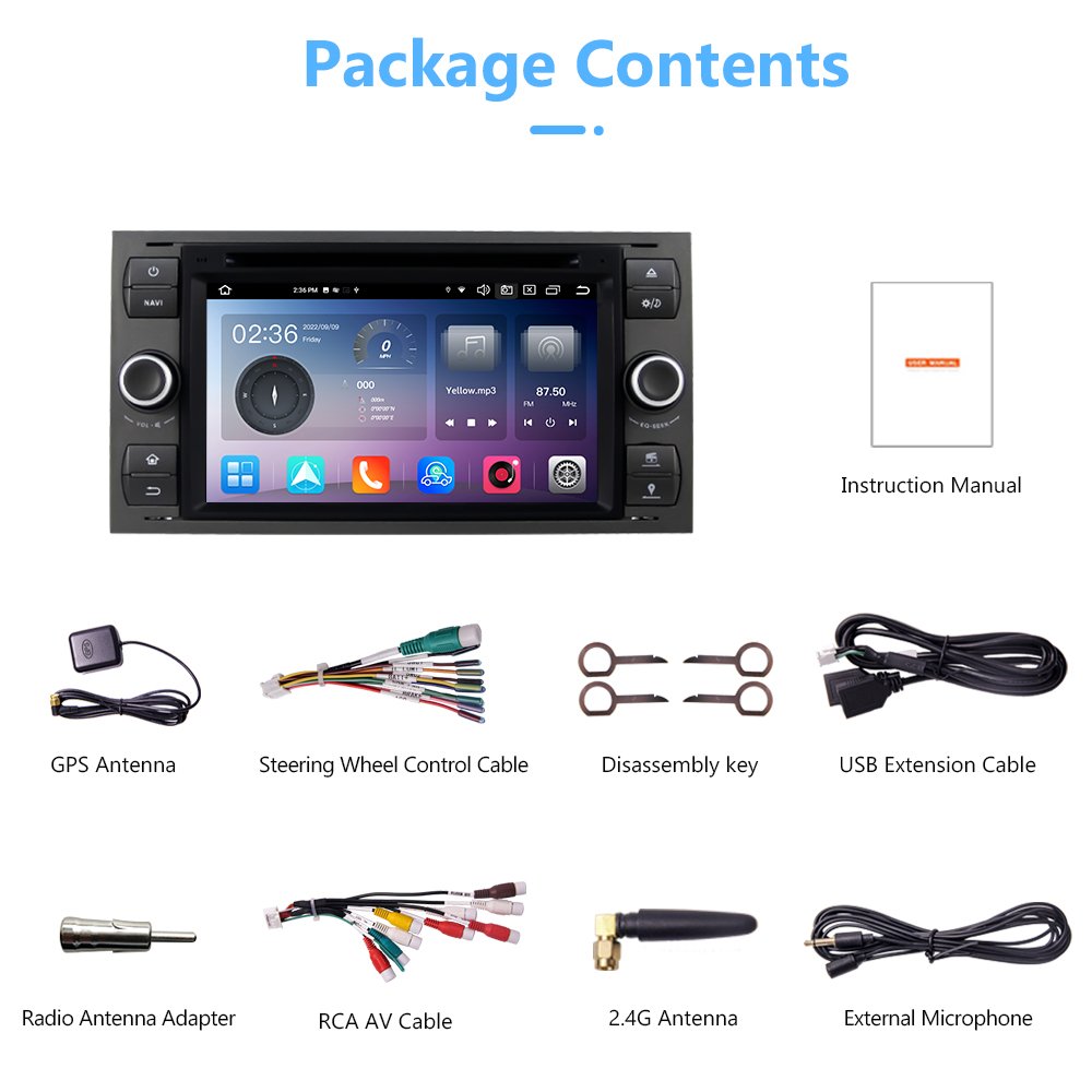 7"Android10.0 Car DVD player car radio navi stereo GPS for Ford C/S-Max Galaxy Kuga Focus Transit/Mondeo with DSP/carplay