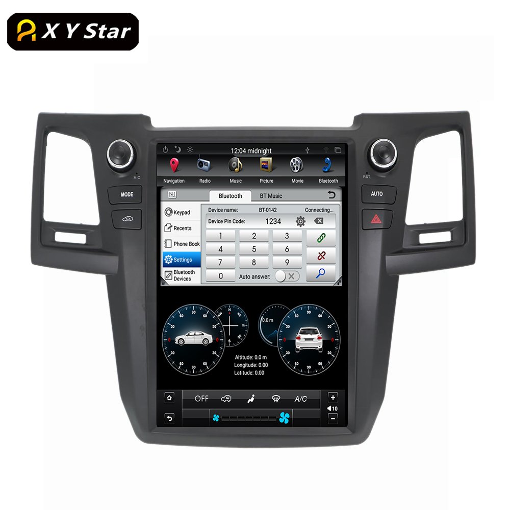 12.1 Inch Vertical Touch Screen Multimedia Android Car Dvd Player Fortuner HILUX 05-15 Manual AC