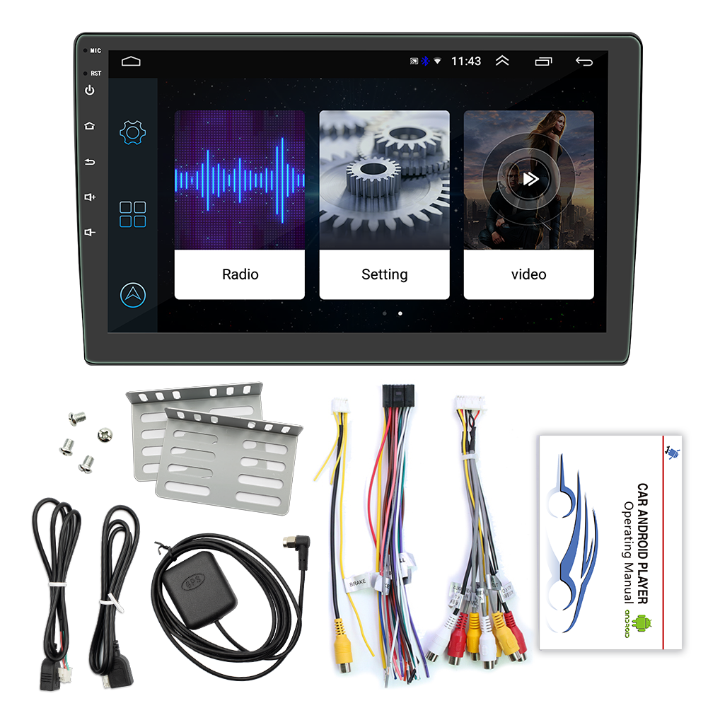 Universal 9/10 inch 2 Din Android 12Car Radio Stereo 2.5D Tempered Glass Touch Screen Car DVD Player with WIFI GPS FM