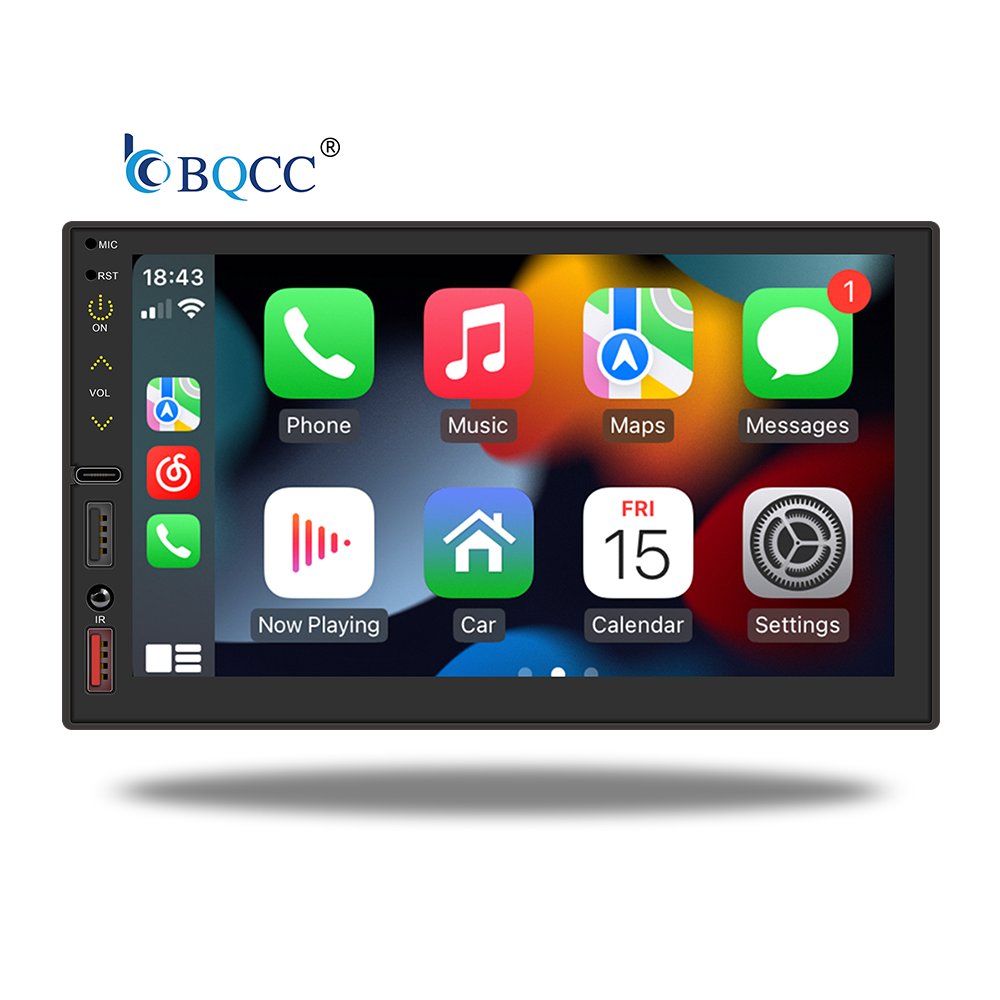 BQCC 2 Din 7 Inch CarPlay Android auto HD RDS FM AM Touch Screen Car Multimedia Player Stereo USB AUX Mirror link Movie Playback